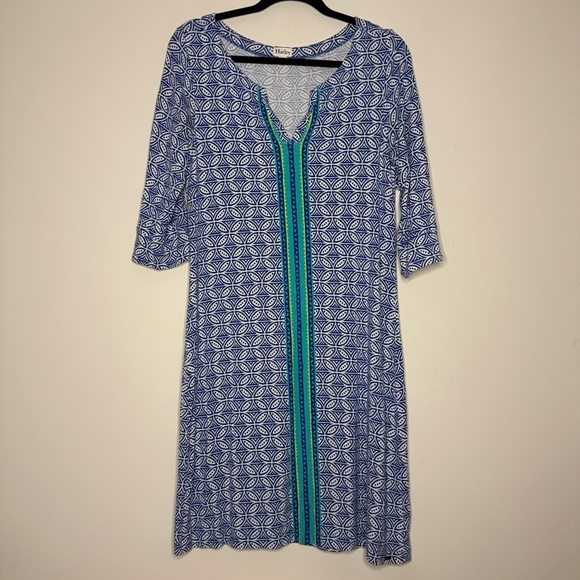 HATLEY Comfy Flowy 3/4 Sleeve Blue Printed Loungewear Nightgown Pajama Top - Picture 1 of 9